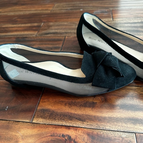 Ron White Shoes - Ron White Suede Mesh Black Bow Made in Italy Shoes 37 1/2
